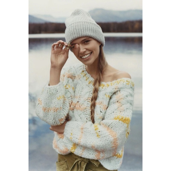 Anthropologie Jojo Cableknit Chunky Rainbow Alpaca Sweater